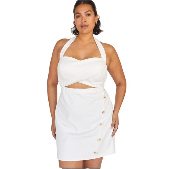 Anthropologie Dresses & Skirts - NWT Anthropologie X Mate Strapless Halter Cutout Mini White Dress Size XL